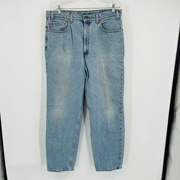VTG Levi's 550 Denim Relaxed Fit Straight Jeans Medium Wash Blue Mens Size 38x32 - Picture 1 of 9